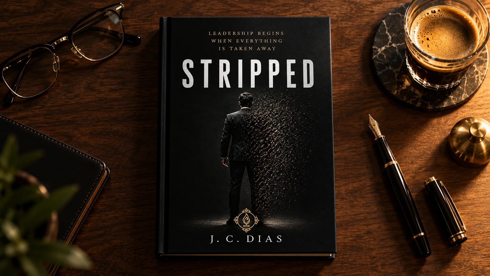 O livro STRIPPED, de J.C. Dias, sobre a mesa
